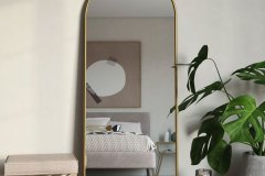 Arched Mirror with Satin Brass Frame
